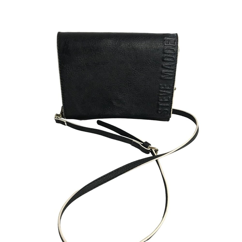 Steve Madden Black Crossbody Wallet With Chain Strap 8 1/2 X 6 1/2"